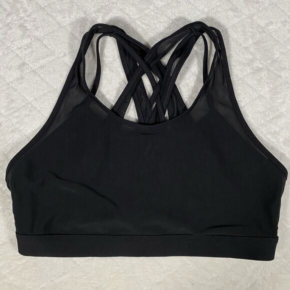 Fabletics Faye High Impact Sports Bra Black Athletic Running Women's Sz L/XL - Picture 1 of 5